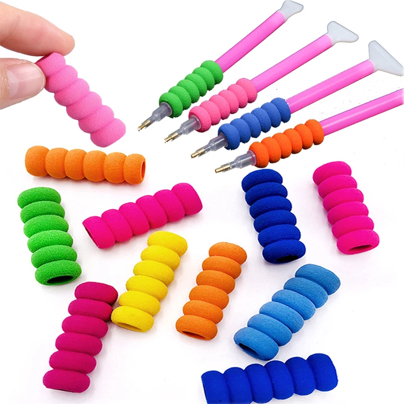 

6Pcs 5D Diamond Painting Rhinestone Stitch Pen Cover Protect Fingers Sponge Sheath DIY Embroidery Dotting Tool Accessories