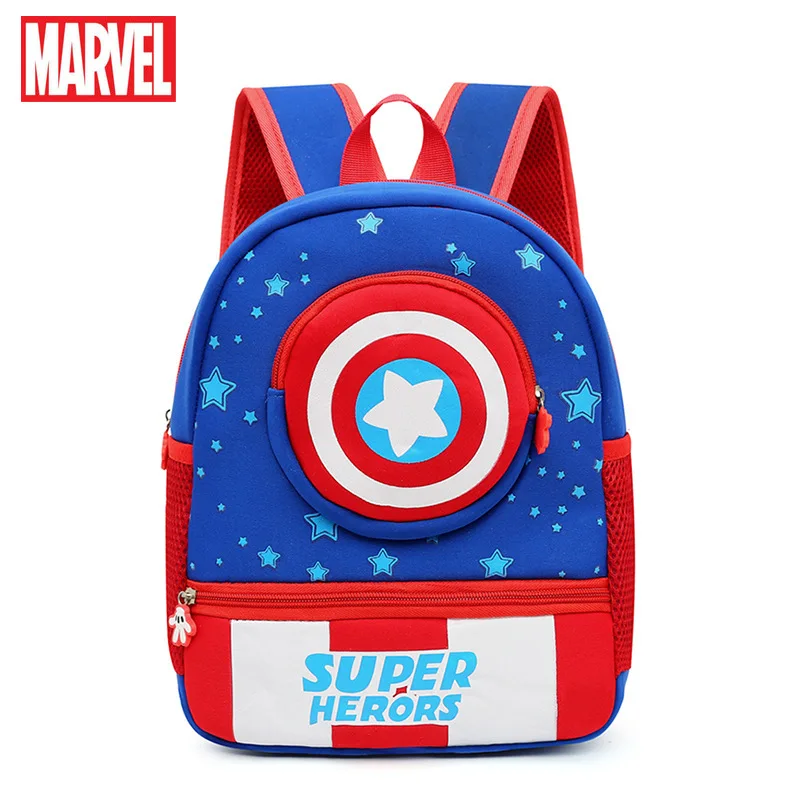 Детский школьный портфель Disney для детского сада, детская школьная сумка с героями мультфильмов Мстители, Капитан Америка, милый рюкзак для ...