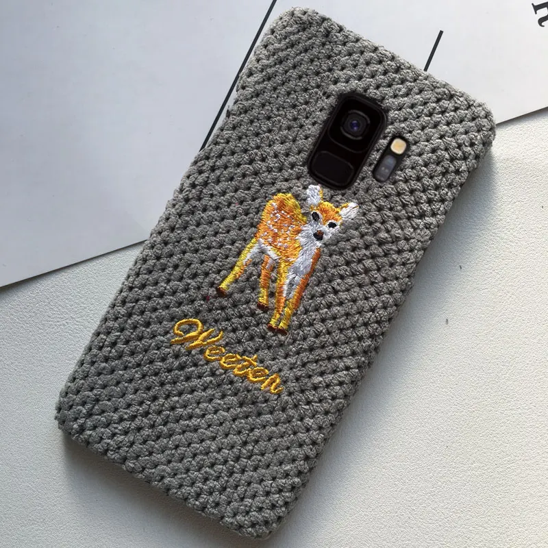 Осенний теплый тканевый чехол для телефона для samsung Galaxy S8 S9 Plus S8+ S9+ мультяшный милый чехол s полотенце вышивка Твердый Чехол - Цвет: Deer