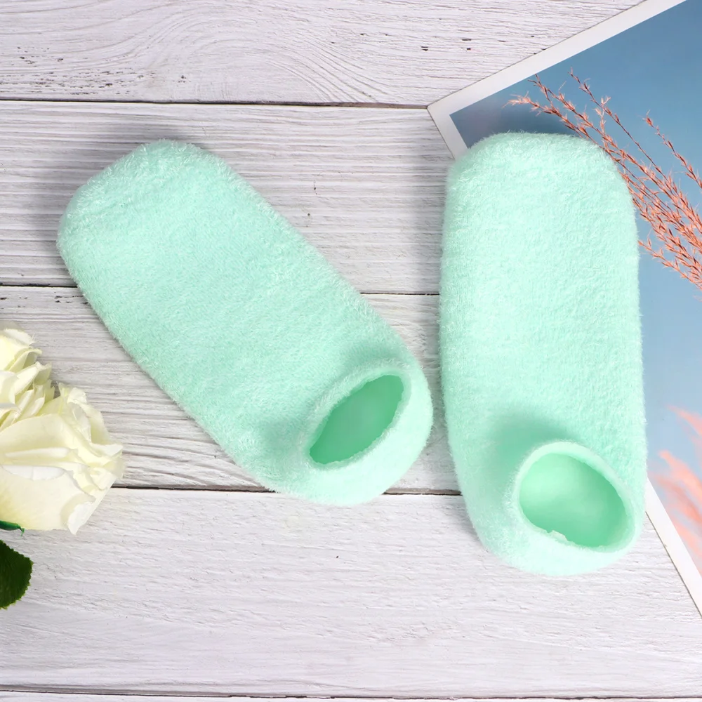 

1 Pair Gel Moisturizing Heel Socks Soft Anti-cracking Ankle Socks Portable Heel Protector Foot Care Socks (Pink)