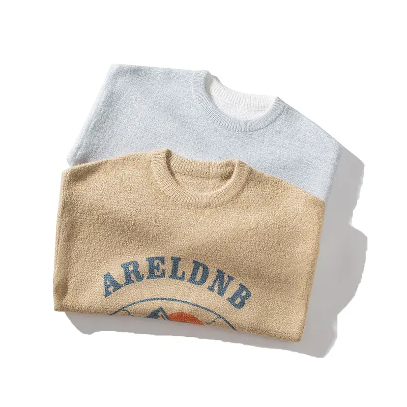 Вязаный свитер в стиле Харадзюку мужской минималистичный пуловер с надписью Snow