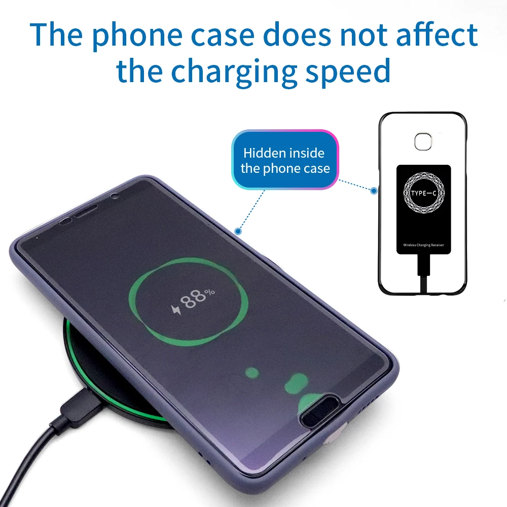 NTONPOWER беспроводной зарядный разъем для iPhone 7 6 6 S 5 Micro usb type C универсальное Qi Беспроводное зарядное устройство адаптер приемник