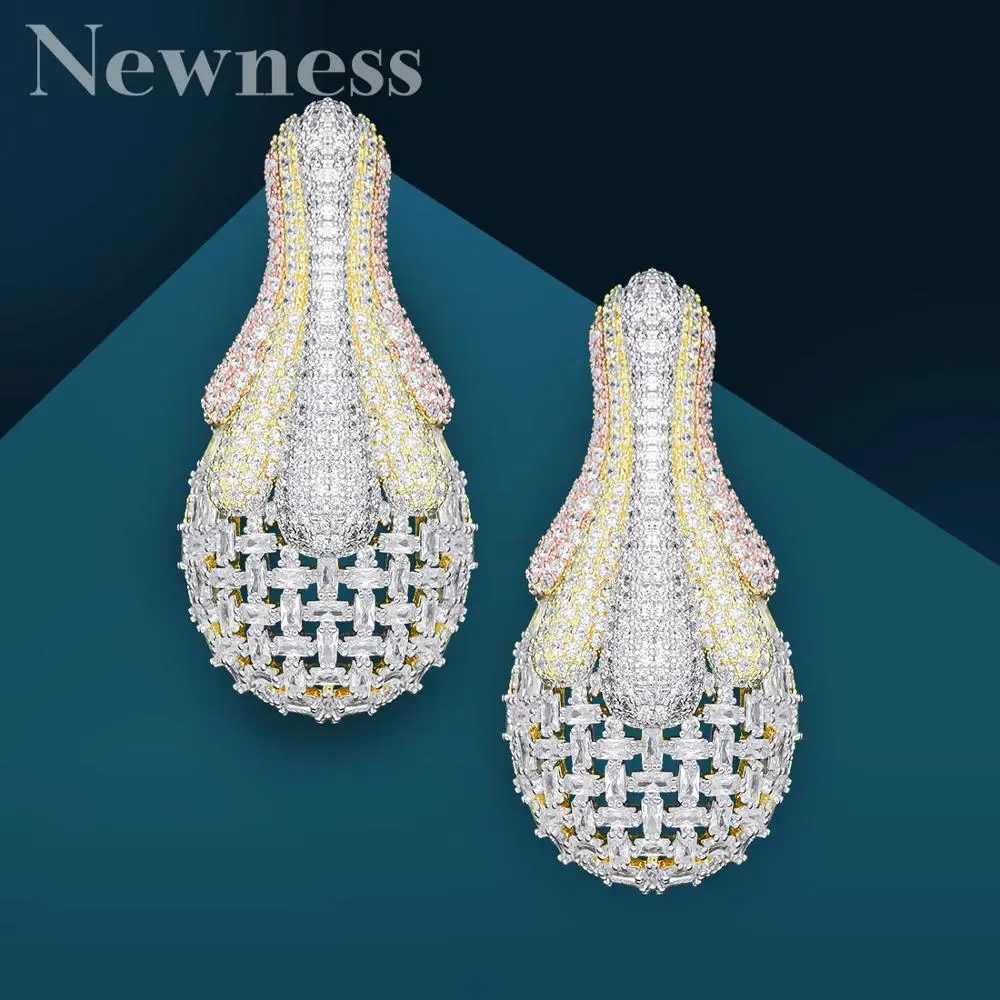 

Newness Fashion Luxury Flower Super Copper AAA Cubic Zirconia Party Engagement Width Earrings Jewelry Gift