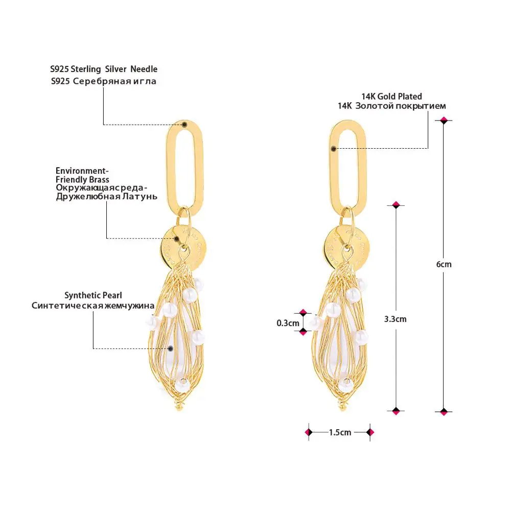 Женские длинные висячие серьги Neoglory ювелирные украшения ручной работы с