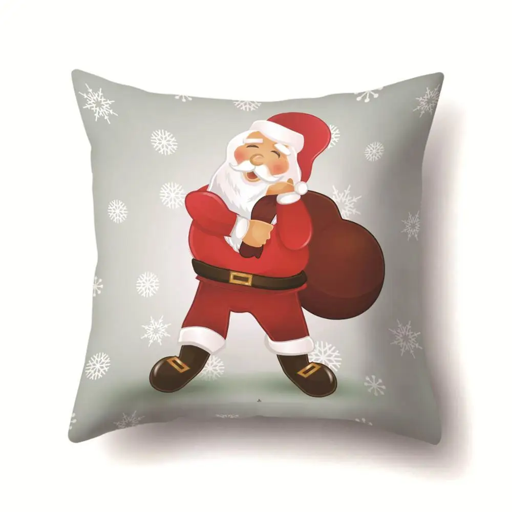 2BZ-40543-283 1Pcs Santa Pattern Christmas Cushion Cover 45*45 Decorative Throw Pillow Xmas New Year Home Decor Polyester Pillowcase 40543 - Цвет: 2BZ-40543-283