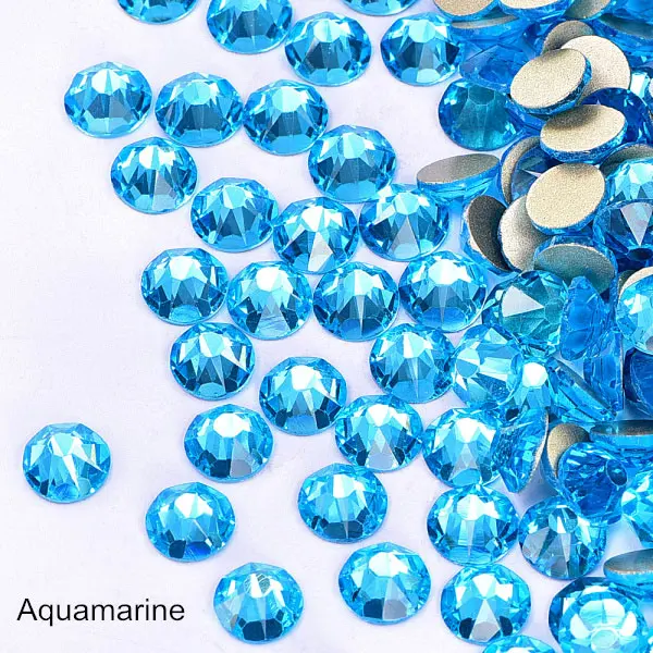 aquamarine 1440 шт Новые популярные цвета 8 больших+ 8 маленьких 16 граней горный хрусталь Кристалл Flatback не горячей фиксации украшение для ногтей горный хрусталь B3638 - Цвет: aquamarine