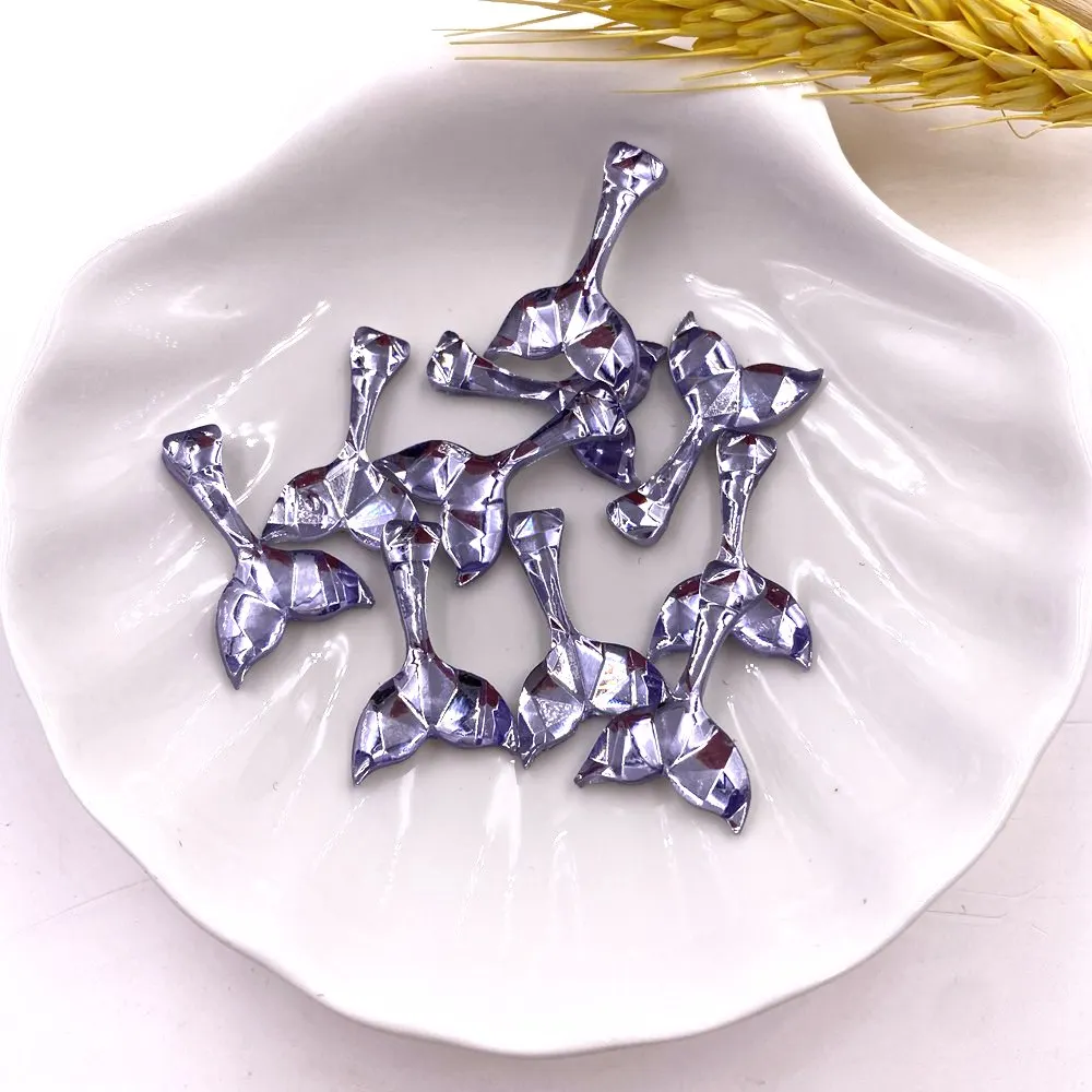 

New Shiny Resin Cute Mini Mermaid Crystal Fish Tail Flatback Rhinestone Figurines Scrapbook Wedding Appliques Craft OL351