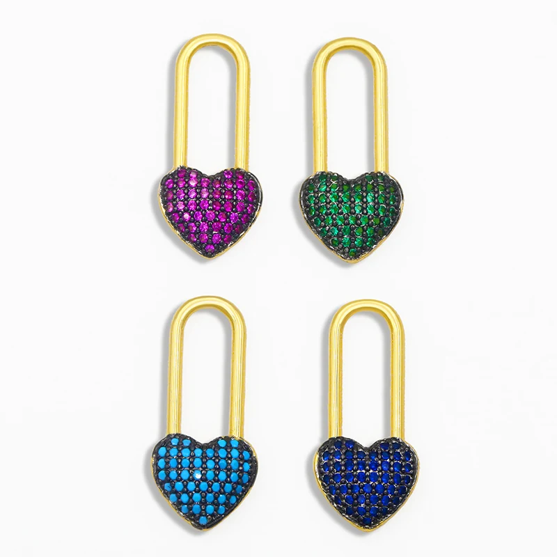 

OCESRIO DIY Gold Small LOCK Pendant For Women Jewelry Multiple Colour CZ For Jewelry Components Necklace Pendant pdta065