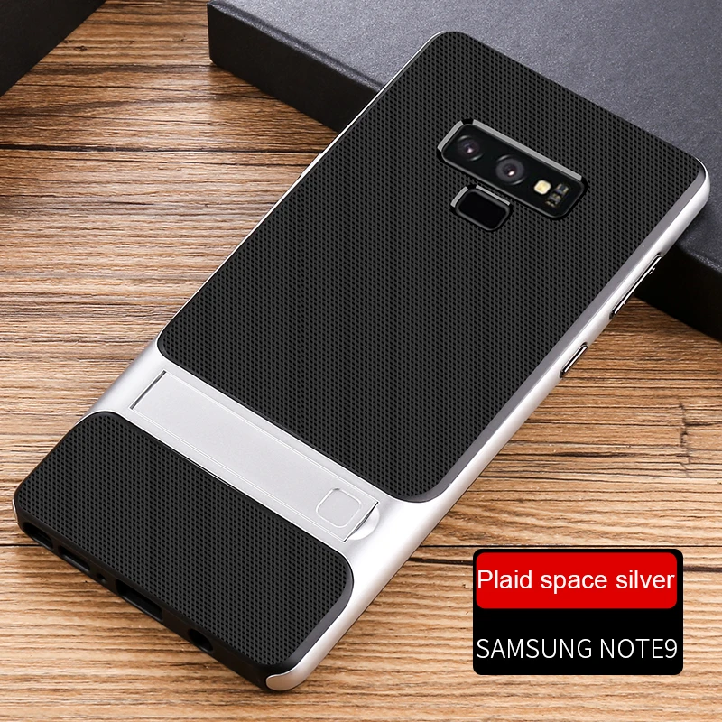 Силиконовый чехол для мобильного телефона, чехол-подставка для samsung Galaxy Note 9, чехол, противоударный, 360, защитный, 3D, гибридный, PC Note9, Fundas Capa, корпус - Цвет: Royce Silver