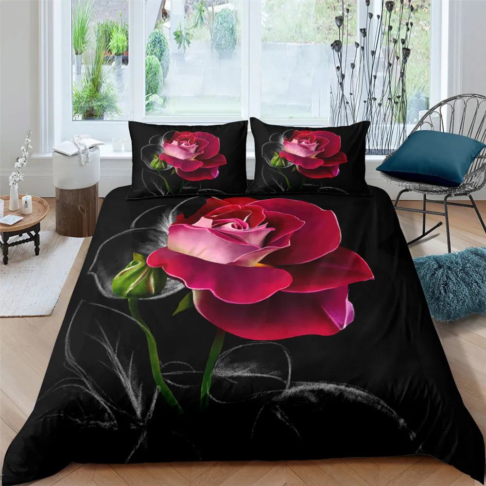 

3D Flower Printed Bedding Set With Pillowcase Duvet Cover Set Quilt Cover Full Queen King Size Bed Cover Set Bedroom Textile