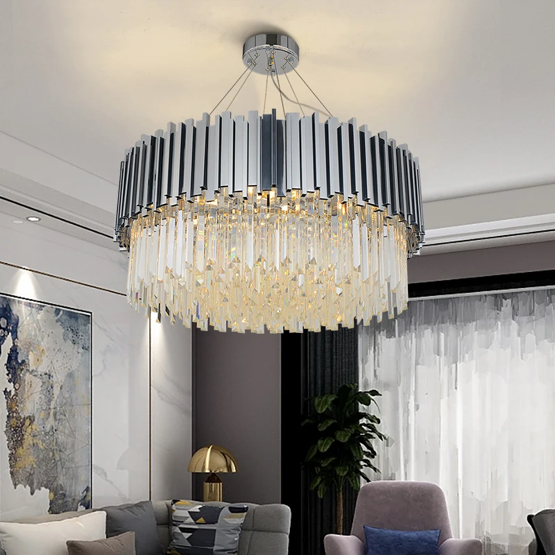 

Round Gold Crystal Chandelier indoor Lighting Fixture Living Room decoration Modern Bedroom LED Lustres De Home Lighting Fixture