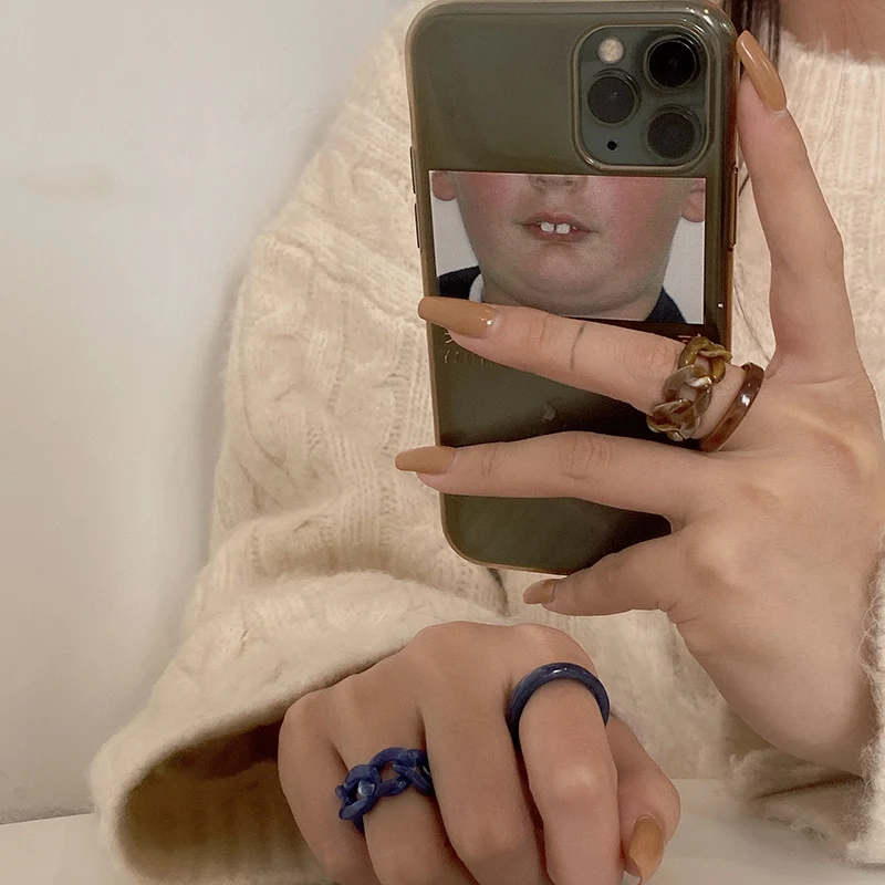 Женские летние кольца AOMU в Корейском стиле с акриловыми кристаллами карамельных