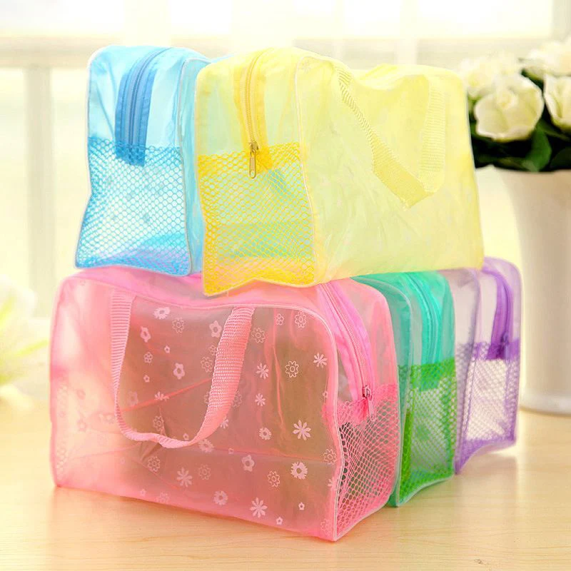 

PVC Makeup Bag PVC Flower Print Travel Mesh Wash Toiletry Kit Organizer Women's Cosmetic Make Up Storage Bag Case for Gir Female