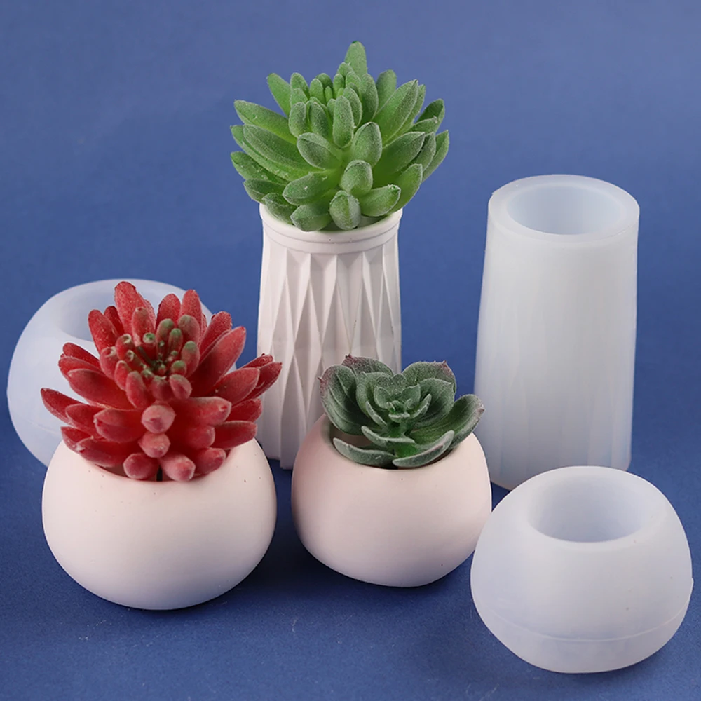 Круглый Силиконовый цветочный горшок форма для бетона суккулента подсвечник
