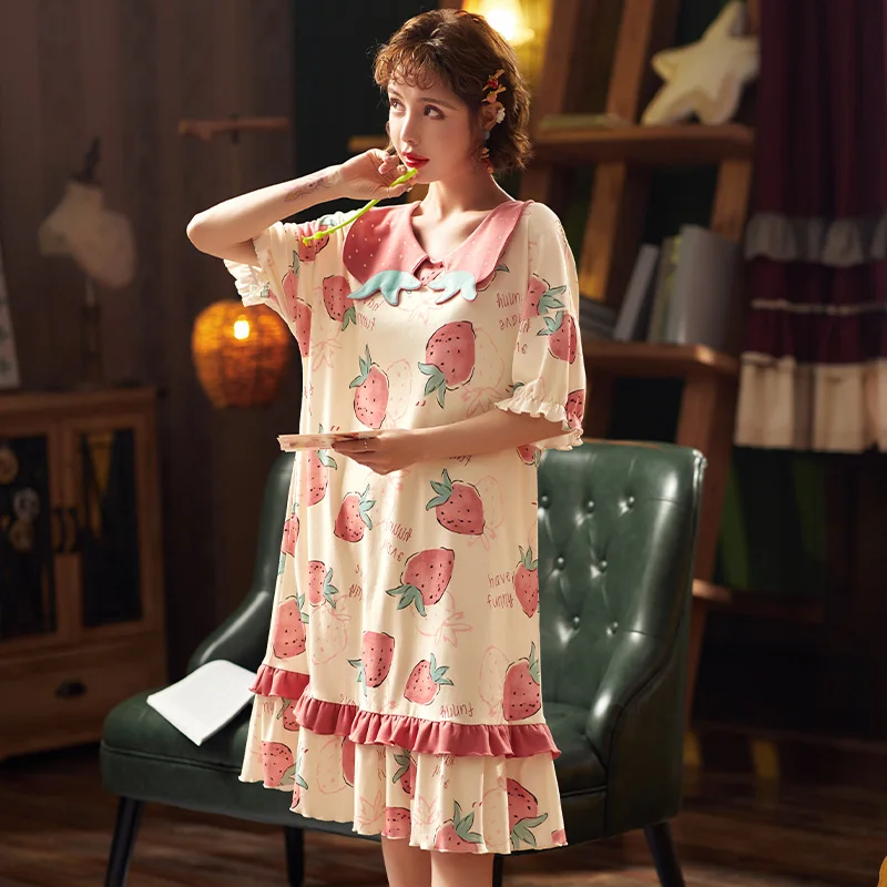 Дворцовый стиль ночная рубашка принцессы Свободная Женская Хлопковая пижама для