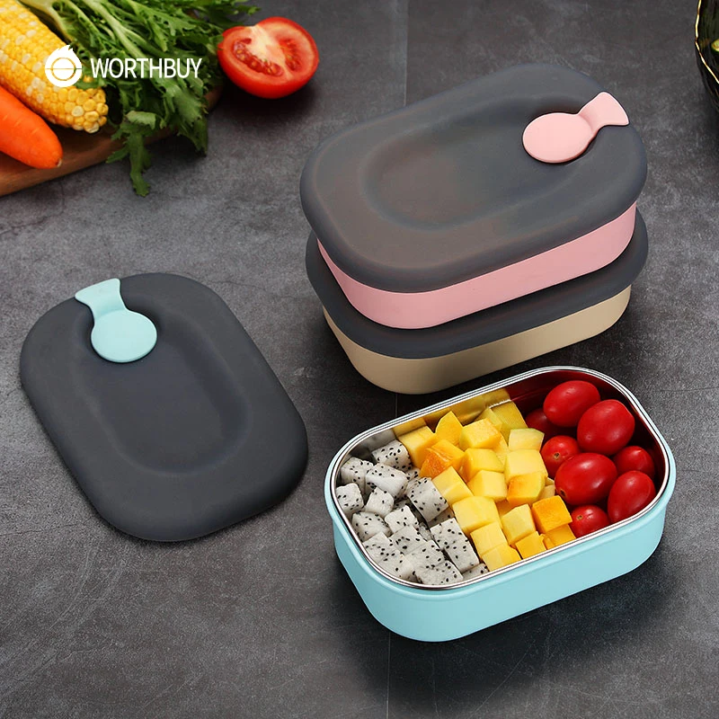 WORTHBUY, японская 304, нержавеющая сталь, Bento Box, микроволновая печь, Ланч-бокс для детей, школьная коробка для фруктов, еда, герметичный контейнер для ланча