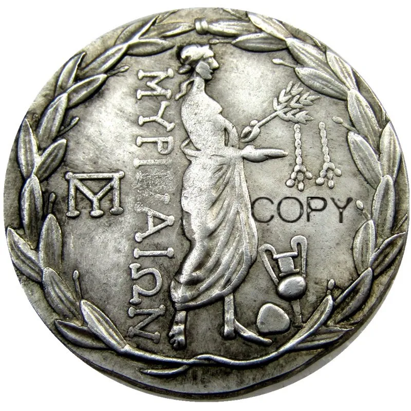 G(12) редкая большая медальская древняя греческая Серебряная тетрадрахма монета от Myrina Aeolis-150BC Посеребренная копия монет