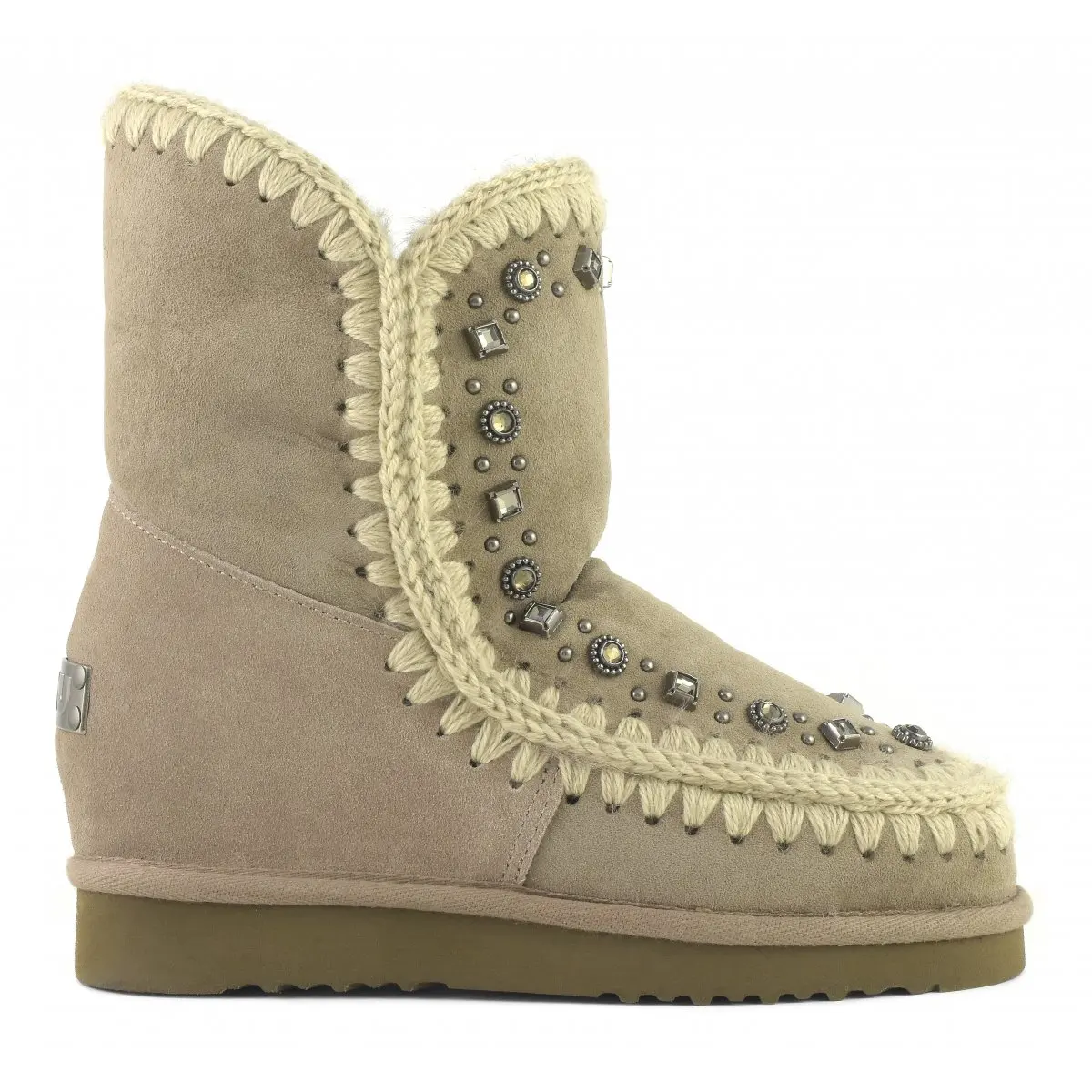 

2022 mou eskimo eskimo wedge crystal women snow boots sheepskin handmade weave wool ladies ankle boot