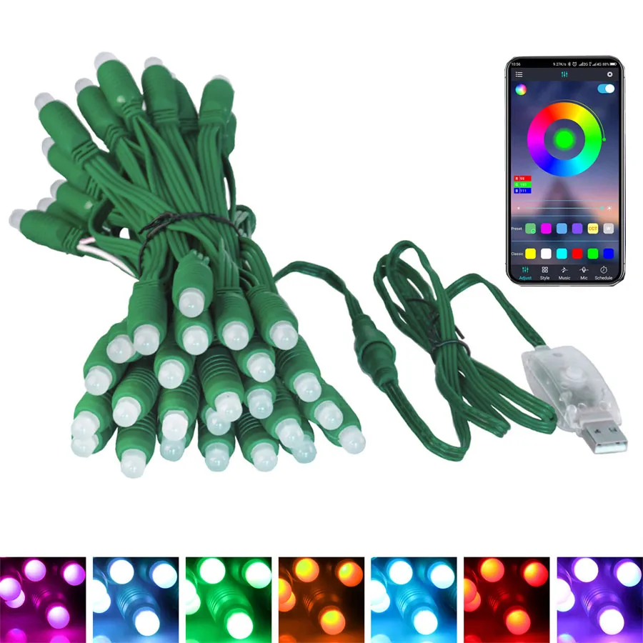 

Рождественская RGB-гирсветильник с управлением через приложение, 5 м, 50 светодиодов