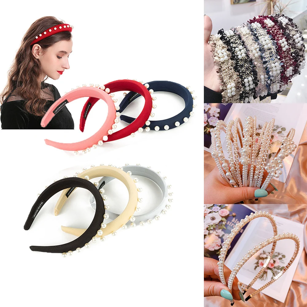 Повязка на голову с имитацией жемчуга 22 модели повязка кристаллами аксессуары