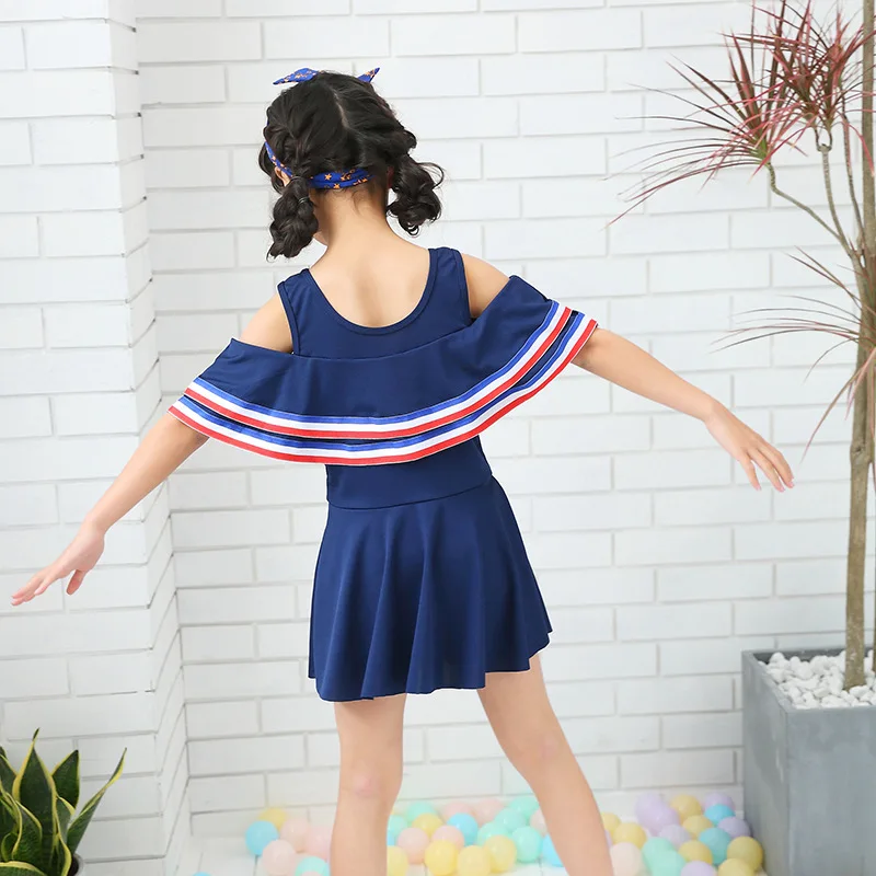 Детские цельные купальники одежда для купания больших девочек с оборками и