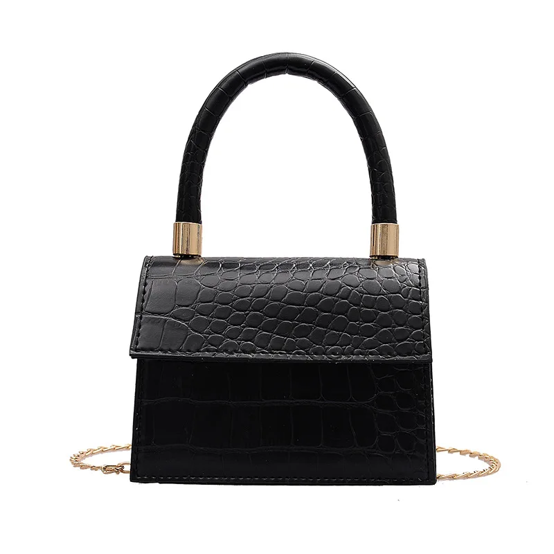 

Mini square bag 2021 new fashion quality PU leather ladies handbag crocodile pattern chain shoulder messenger bag handbag