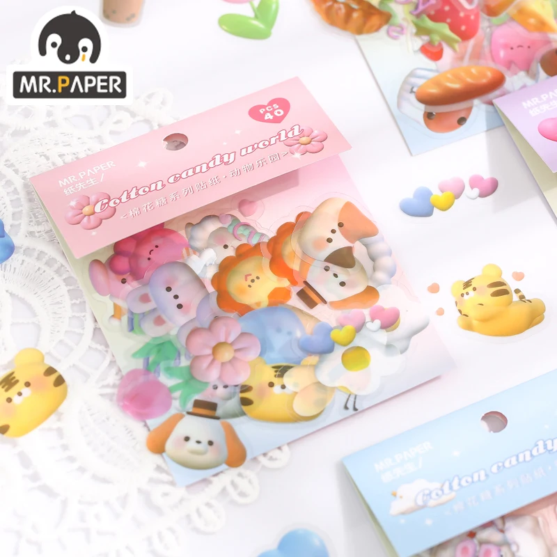 Набор наклеек Mr.Paper 4 Design Cotton Candy Series для творчества и декорирования
