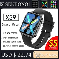 senbono x39 new bluetoothdial call smart watch men women waterproof iwo 7 smartwatch spo2bphr fitness tracker for android ios