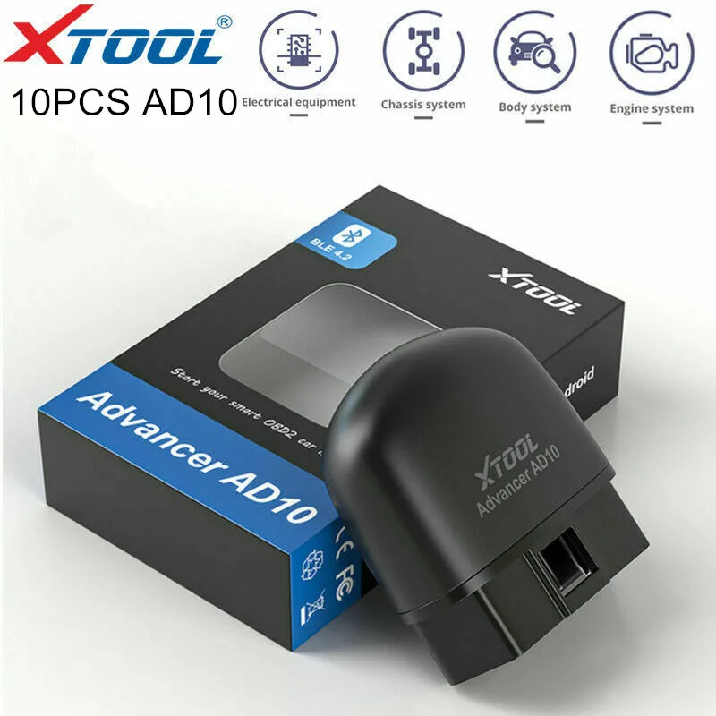 10 шт.) 2020 XTOOL OBD2 считыватель кодов AD10 EOBD Bluetooth подключенный HUD для Android IOS