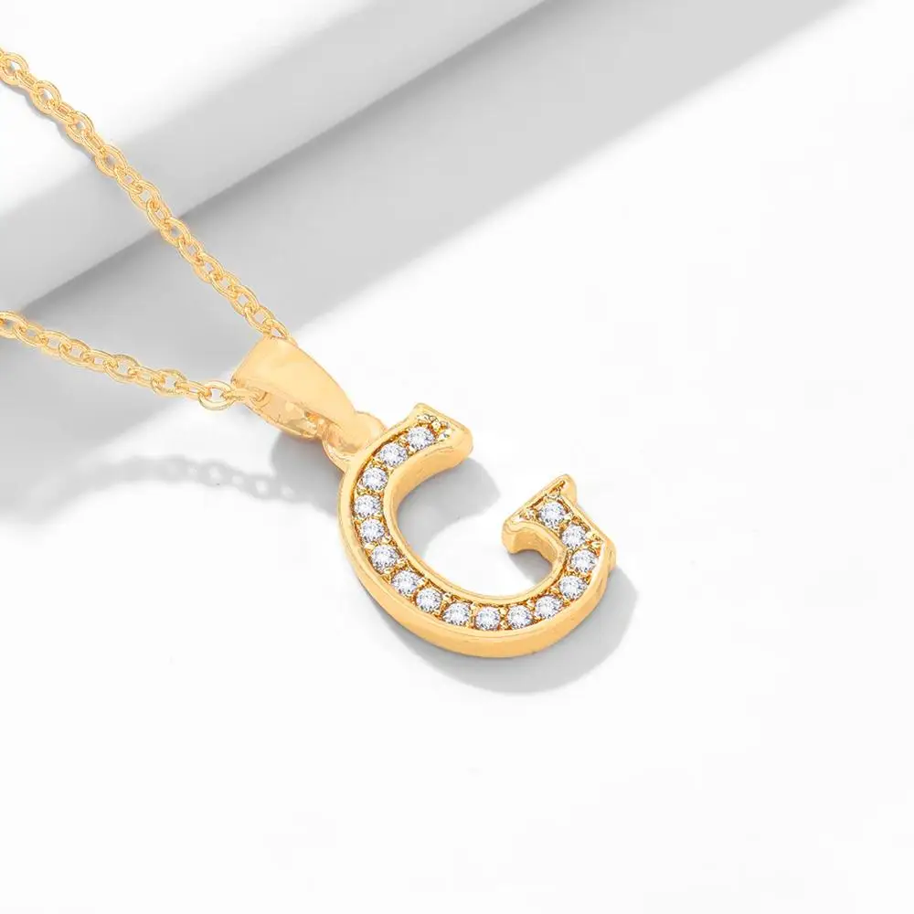 

Hot sale Gold Plated Summer Letter C Pendant & Necklaces High Quality CZ Chain Choker Necklace Wholesale Presents for Women Kids