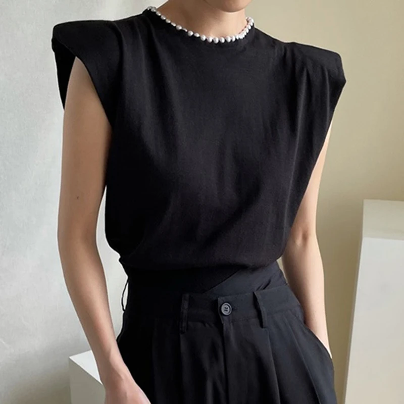 

GALCAUR White Vest For Women O Neck Sleeveless Minimalsit Oversize Patchwork Ruched Solid Vests Female Fashion Clothing 2021 New