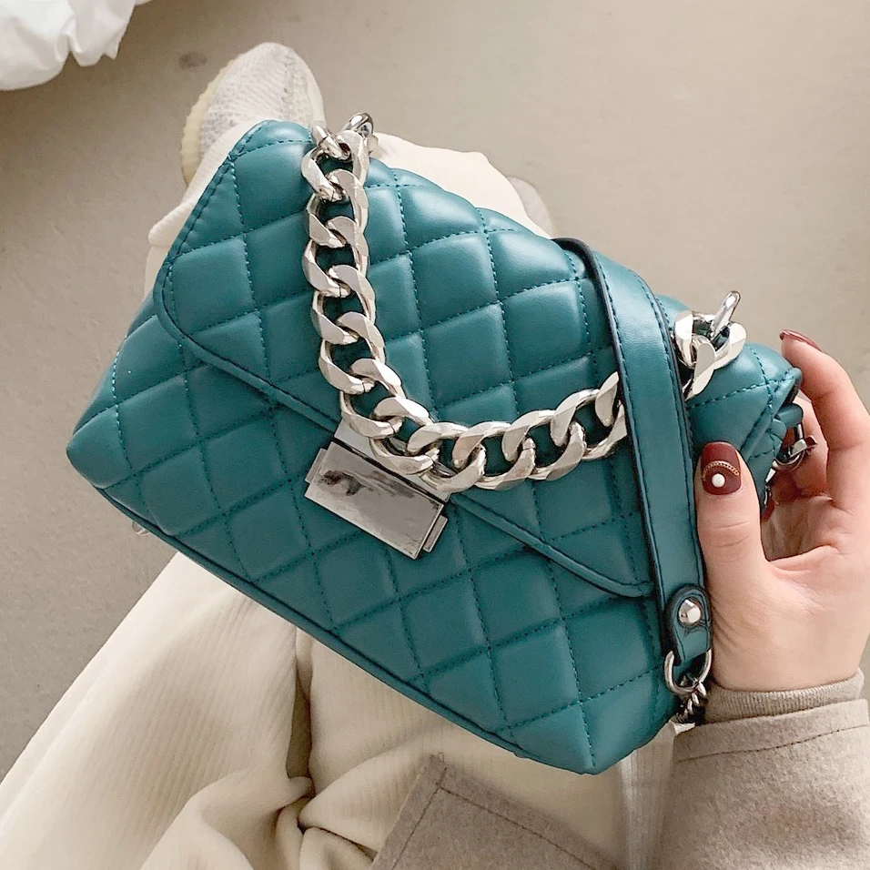 Стеганый ручка из металлической цепочки роскошные женские сумки через плечо 2021