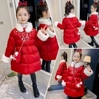 girls hanfu winter parkas new year clothes thickened chinese style tang clothes cotton jacket childrens winter coat warm