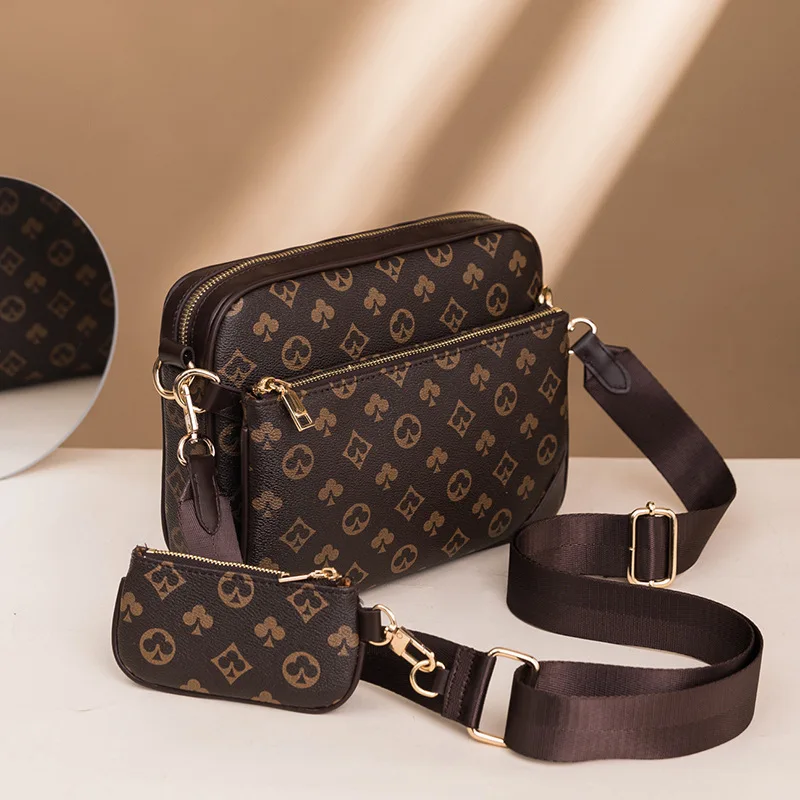 

Trendy 2021 New Luxury Designer Fashion Women Shoulder Messenger Bag 3-In-1 All-match Detachable Handbag Clutch Bags Coin Purse