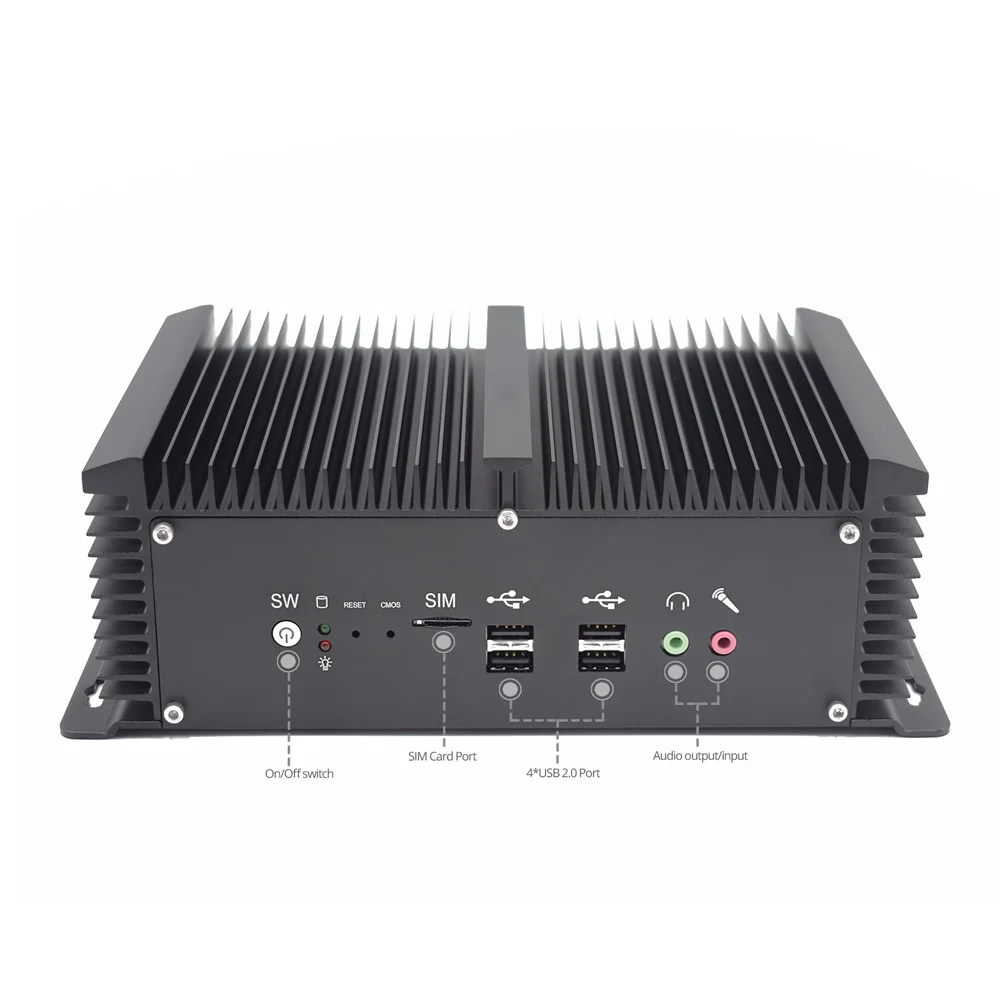 Verkaufen Fanless Industrie Mini PC I5 8250U X86 Fahrzeug PC 12V 24V Intel NIC WiFi Pfsense Firewall Linux Server GPIO RS485 RTS Windows10