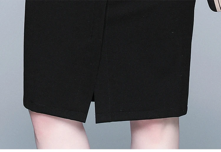 

Women Elegant Office Dress Autumn Winter Vintage Crown Embroidery Midi Dresses Ladies Slim Wrist Sleeve Split Pencil Dress