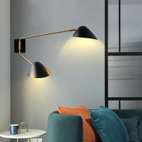 Nordic Light luxury creative bedside table study intelligent double headed wall lamp modern living room bedroom art long arm sin