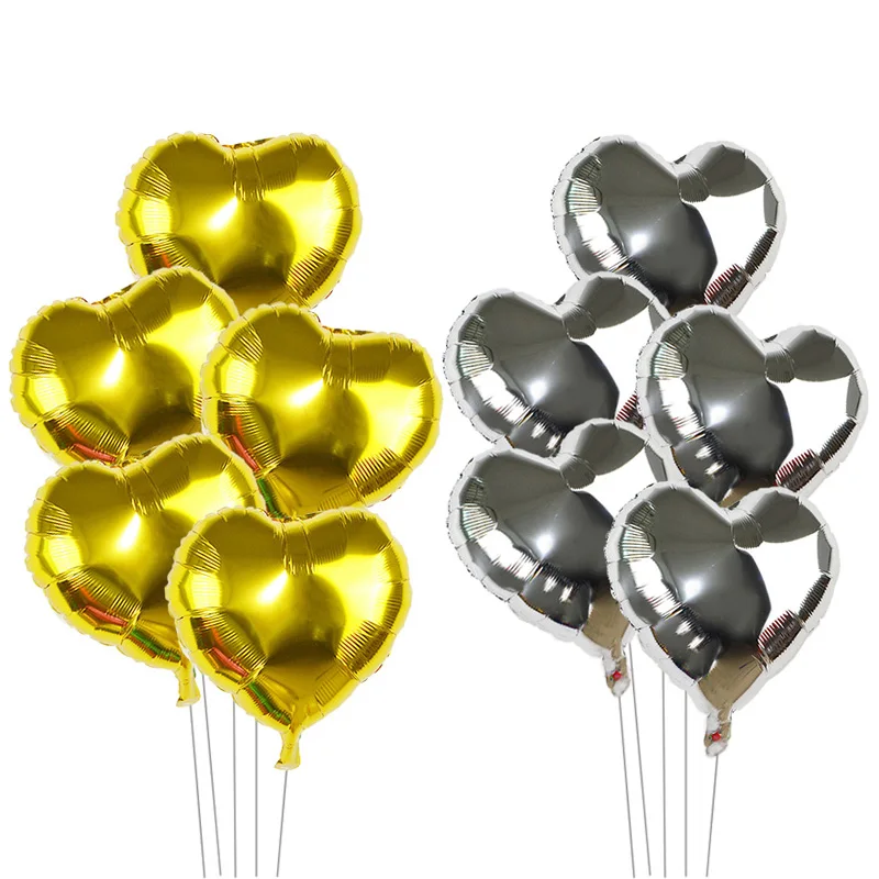 5 шт./лот 18 дюймов золотой серебряный розовый в форме сердца фольга шар для