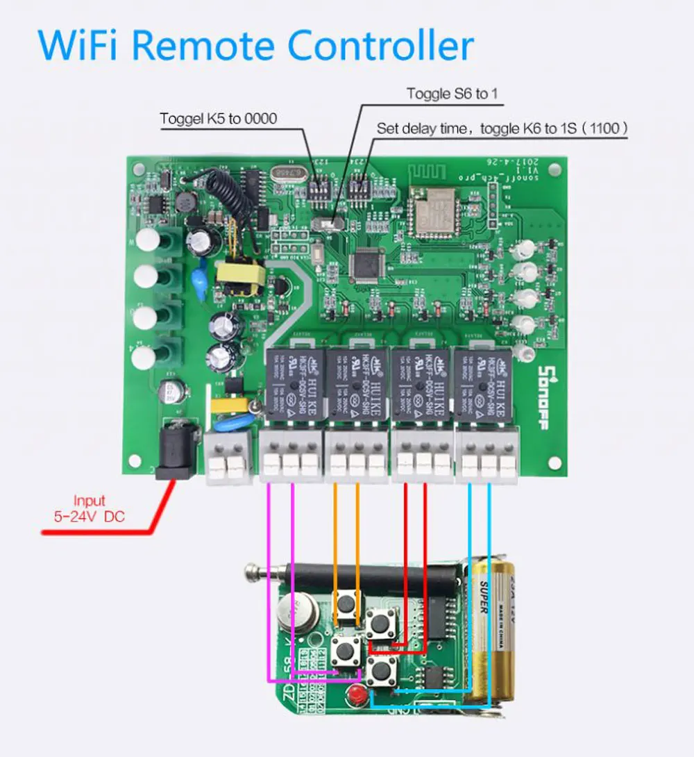 Itead Sonoff 4CH Pro R2 Wifi переключатель 4 канала инчинг самоблокирующийся замок умный WiFi RF пульт дистанционного управления работа с Alexa