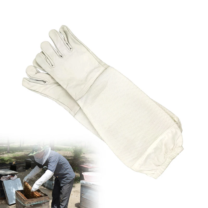 

Beekeeping Glove Sheepskin Anti-Bees Breathable Gloves White Long Sleeves Apicultura Bee Equipment Beekeeper Supplies