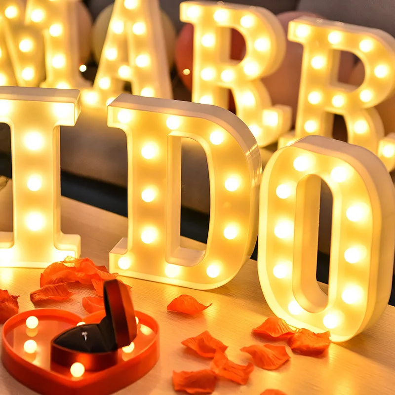 

Wedding Decor LED Letters Lights A-Z 0-9 LED Luminous Alphabet Letter Lights DIY Room Decor Marry Me Baby Sign Light Baby Shower