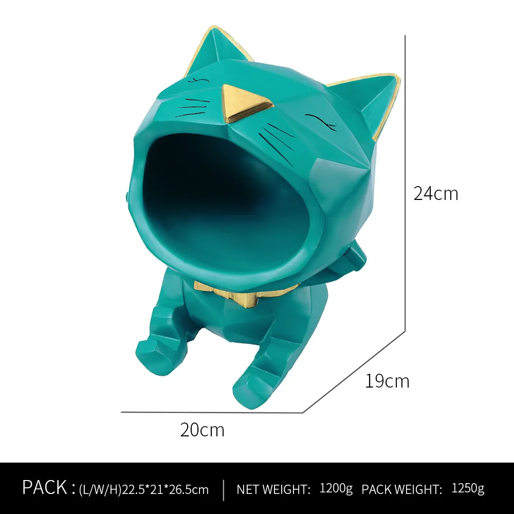 

VILEAD Resin Big Mouth Cat Figurine Keychain Candy Storage Box Ornaments Living Room Bedroom Desktop Decoration Home Accessories