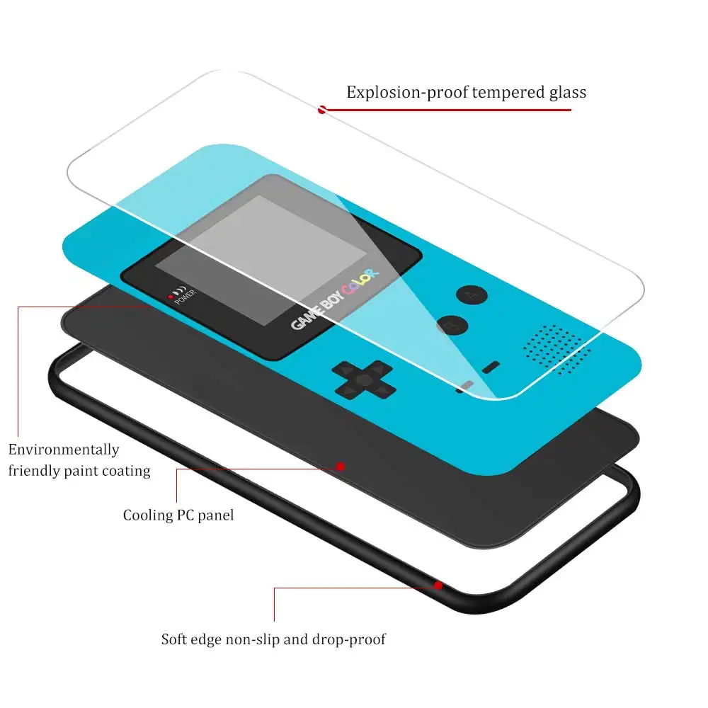

Tempered Glass Phone Case For Samsung Galaxy Note 20 Ultra 8 9 10 Plus 5G 10 Lite Display Retro Gameboy Back Cover Coque Fundas