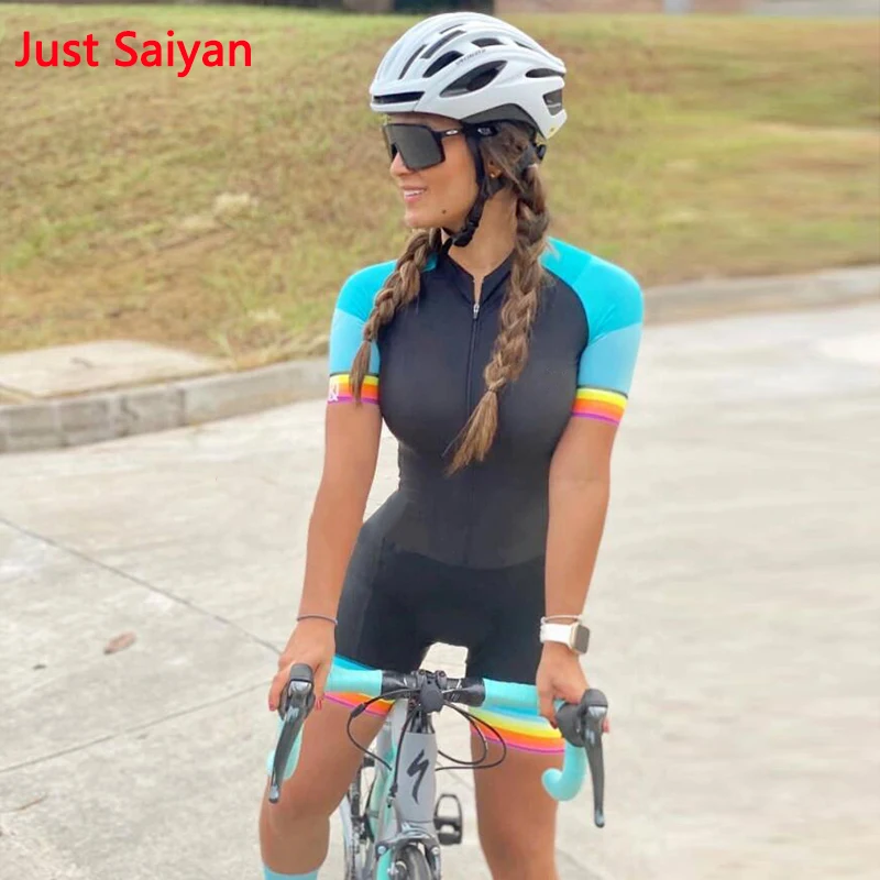 

2021 New Fashion Women's Triathlon Short Sleeve Cycling Jersey Sets Skinsuit Bicycle Shirt Bike Clothes Jumpsuit Breathable