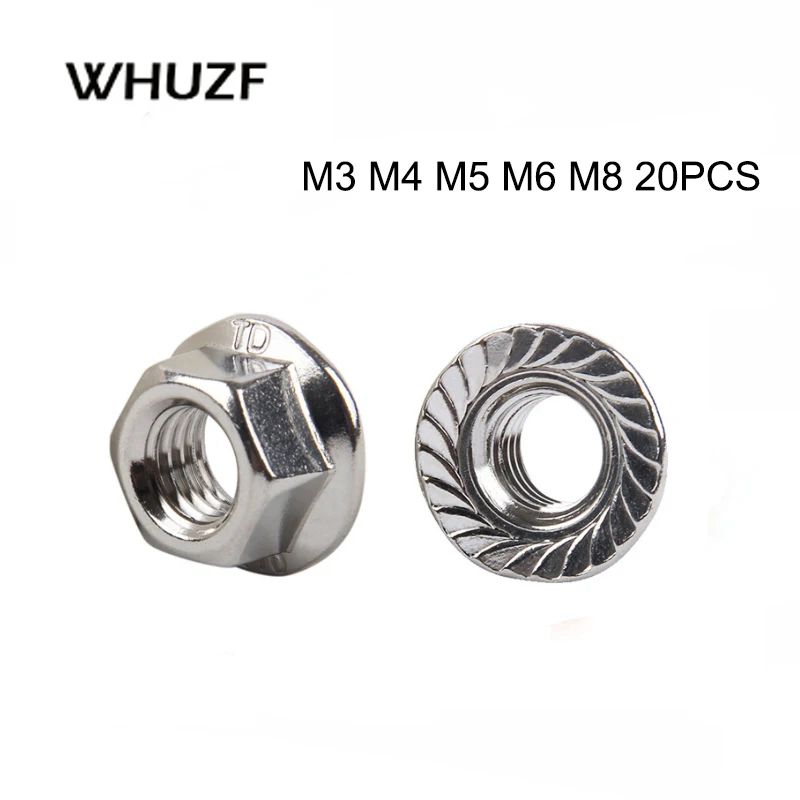 10/25/50/55 шт. Шестигранная Фланцевая гайка из нержавеющей стали M3 M4 M5 M6 M8 M10 M12 304S