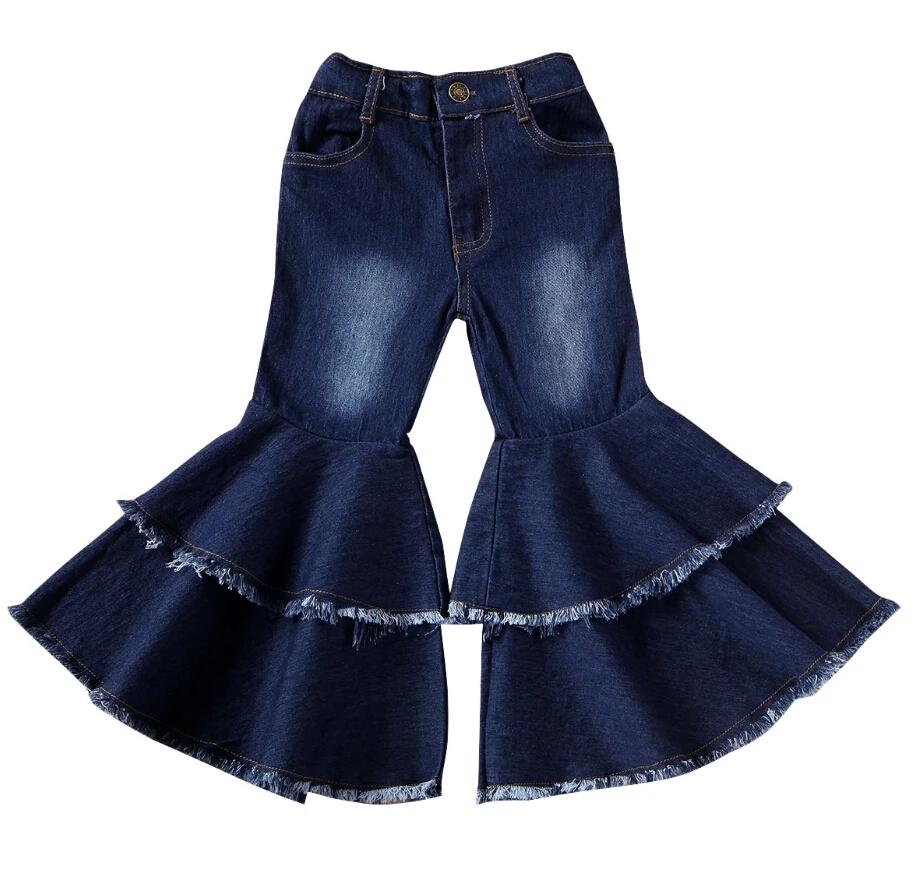 Одежда для девочек От 2 до 7 лет малышей маленьких с брюками клеш штаны джинсы