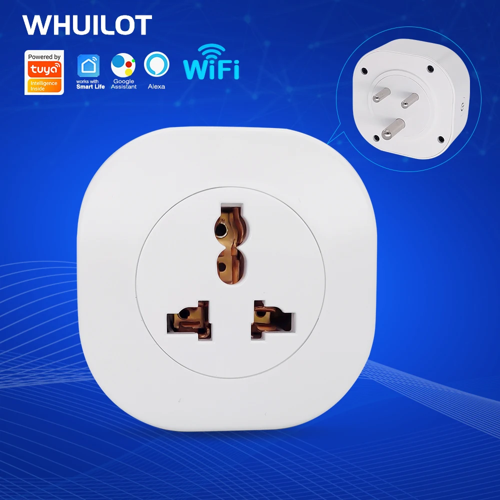 

Умная розетка WHUILOT с Wi-Fi, умная розетка для ЮАР/Индии, с дистанционным управлением, таймером, обратным отсчетом, поддержкой Google Home Alexa