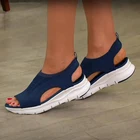 Сандалии Женские однотонные с открытым носком, летние босоножки с вырезами, сетчатая подкладка без застежек, модель 2022