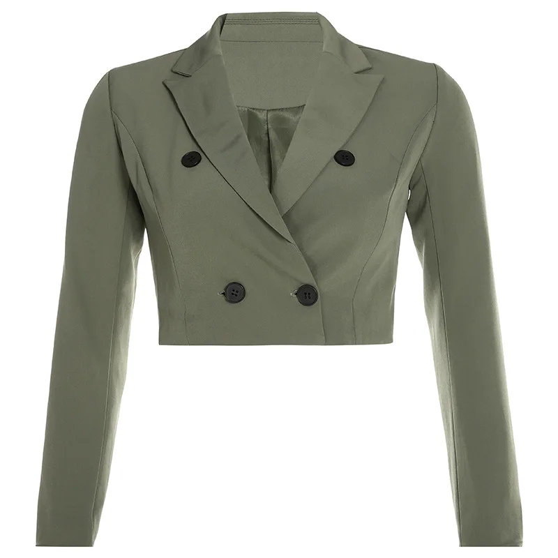 Армейский зеленый шикарный укороченный Блейзер и юбка наборы модные однотонные