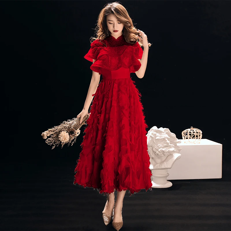 Китайское платье красное свадебное платье длинное cheongsam вечерние qipao халат Восточное женское элегантное вечернее платье vestido plus